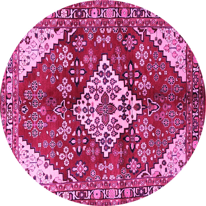 Round Medallion Pink Traditional Rug, tr520pnk