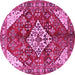 Round Medallion Pink Traditional Rug, tr520pnk