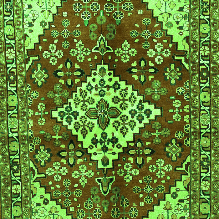 Serging Thickness of Machine Washable Medallion Green Traditional Area Rugs, wshtr520grn