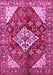 Machine Washable Medallion Pink Traditional Rug, wshtr520pnk