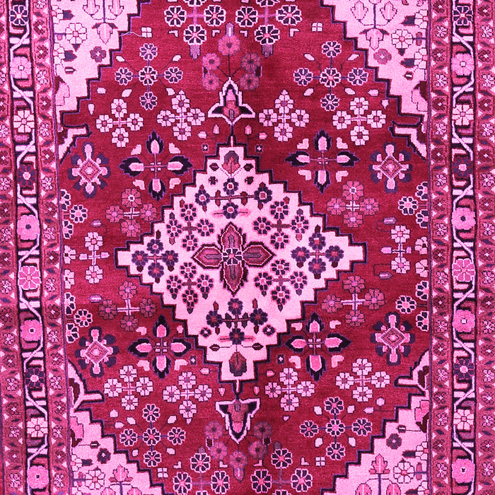 Machine Washable Medallion Pink Traditional Rug, wshtr520pnk