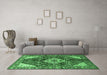 Machine Washable Medallion Emerald Green Traditional Area Rugs in a Living Room,, wshtr520emgrn