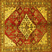 Square Machine Washable Medallion Yellow Traditional Rug, wshtr520yw