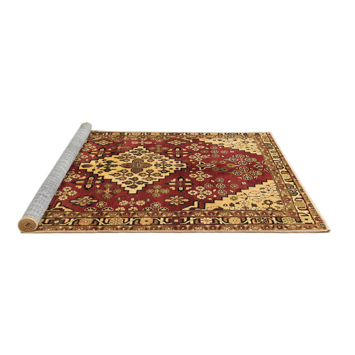 Sideview of Machine Washable Medallion Brown Traditional Rug, wshtr520brn