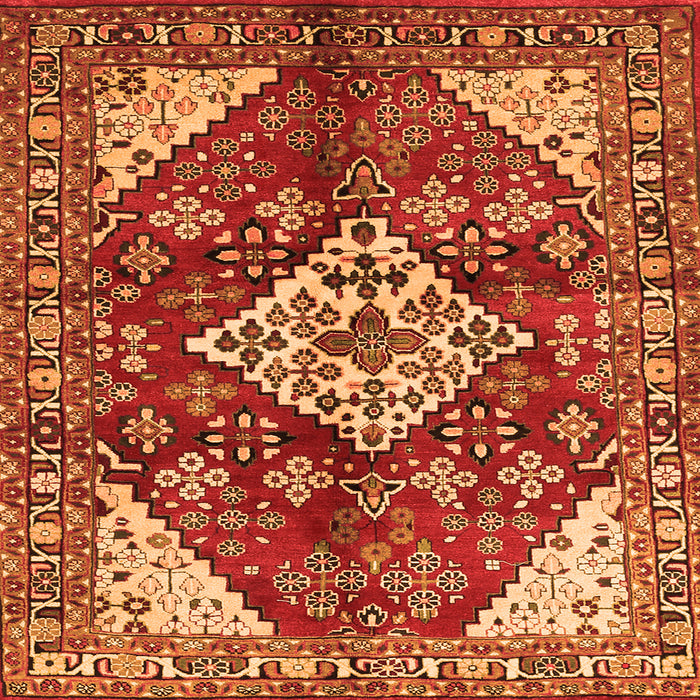 Serging Thickness of Medallion Orange Traditional Rug, tr520org