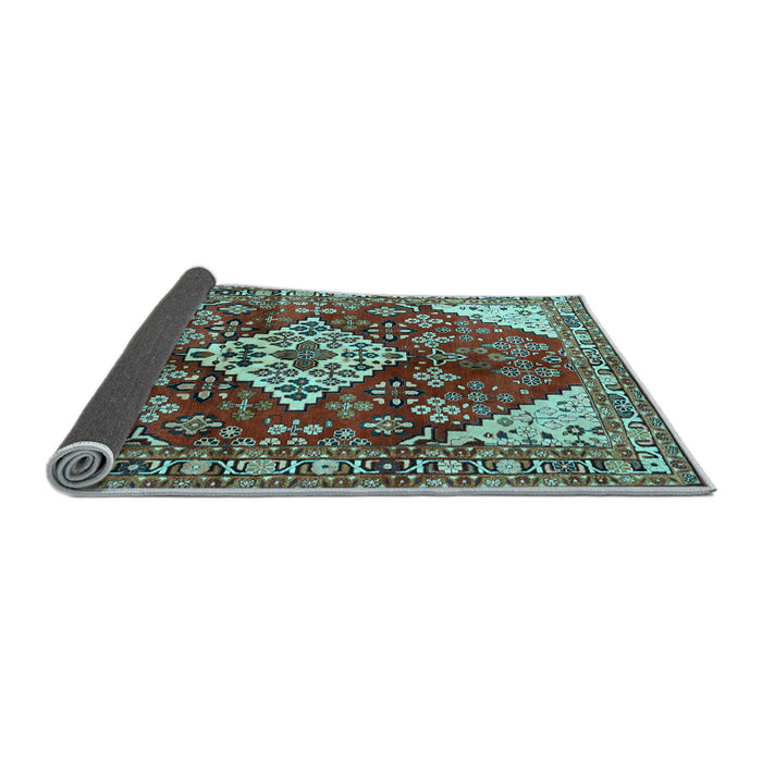 Sideview of Medallion Light Blue Traditional Rug, tr520lblu