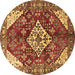 Round Medallion Brown Traditional Rug, tr520brn