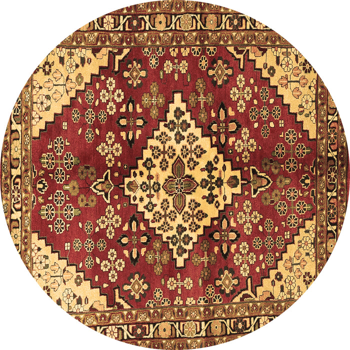 Round Machine Washable Medallion Brown Traditional Rug, wshtr520brn