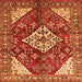 Round Machine Washable Medallion Orange Traditional Area Rugs, wshtr520org