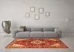 Machine Washable Medallion Orange Traditional Area Rugs in a Living Room, wshtr520org