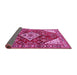 Sideview of Medallion Pink Traditional Rug, tr520pnk