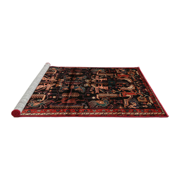 Sideview of Machine Washable Traditional Sepia Brown Rug, wshtr521