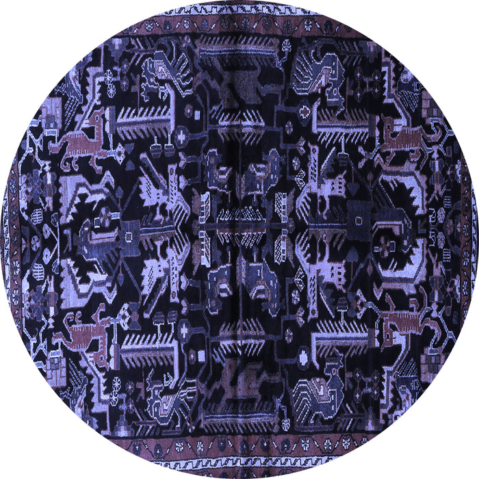 Round Animal Blue Traditional Rug, tr521blu