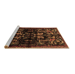 Sideview of Machine Washable Animal Brown Traditional Rug, wshtr521brn