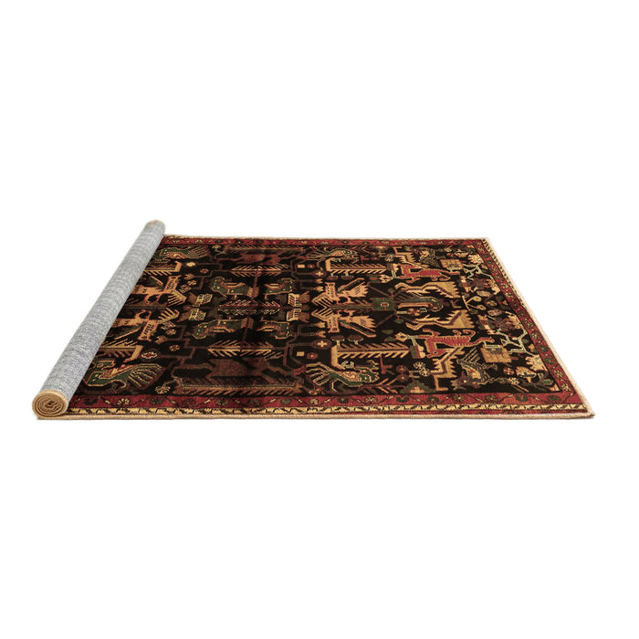 Sideview of Machine Washable Animal Brown Traditional Rug, wshtr521brn