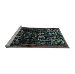 Sideview of Machine Washable Animal Light Blue Traditional Rug, wshtr521lblu