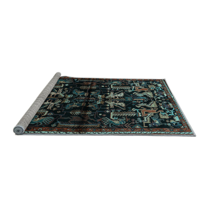 Sideview of Machine Washable Animal Light Blue Traditional Rug, wshtr521lblu