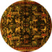 Round Machine Washable Animal Yellow Traditional Rug, wshtr521yw