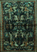 Machine Washable Animal Turquoise Traditional Area Rugs, wshtr521turq
