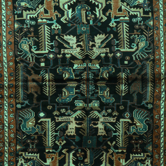 Machine Washable Animal Turquoise Traditional Area Rugs, wshtr521turq