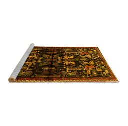 Sideview of Machine Washable Animal Yellow Traditional Rug, wshtr521yw