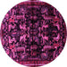 Round Machine Washable Animal Pink Traditional Rug, wshtr521pnk