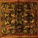 Square Animal Yellow Traditional Rug, tr521yw