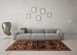 Machine Washable Animal Brown Traditional Rug in a Living Room,, wshtr521brn