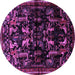 Round Machine Washable Animal Purple Traditional Area Rugs, wshtr521pur