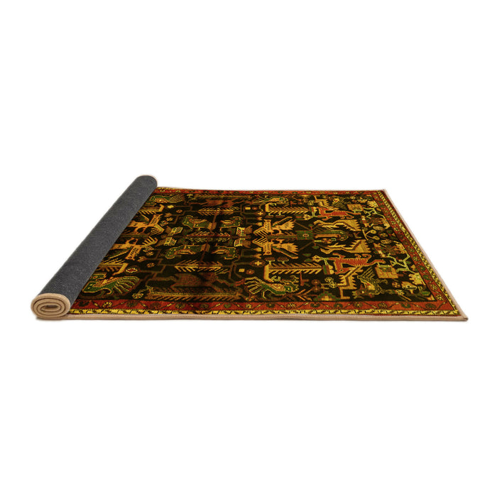 Sideview of Animal Yellow Traditional Rug, tr521yw
