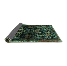 Sideview of Animal Turquoise Traditional Rug, tr521turq