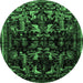 Round Animal Emerald Green Traditional Rug, tr521emgrn