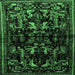 Square Animal Emerald Green Traditional Rug, tr521emgrn