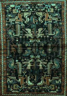 Animal Turquoise Traditional Rug, tr521turq