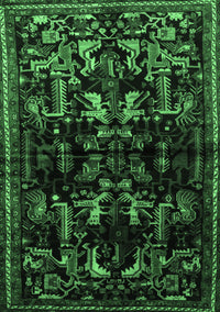 Animal Emerald Green Traditional Rug, tr521emgrn