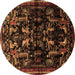 Round Animal Brown Traditional Rug, tr521brn