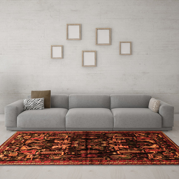 Machine Washable Animal Orange Traditional Area Rugs in a Living Room, wshtr521org