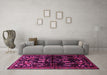 Machine Washable Animal Pink Traditional Rug in a Living Room, wshtr521pnk