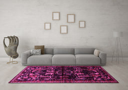 Machine Washable Animal Pink Traditional Rug in a Living Room, wshtr521pnk