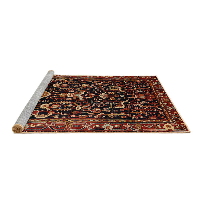 Sideview of Machine Washable Traditional Deep Red Rug, wshtr522