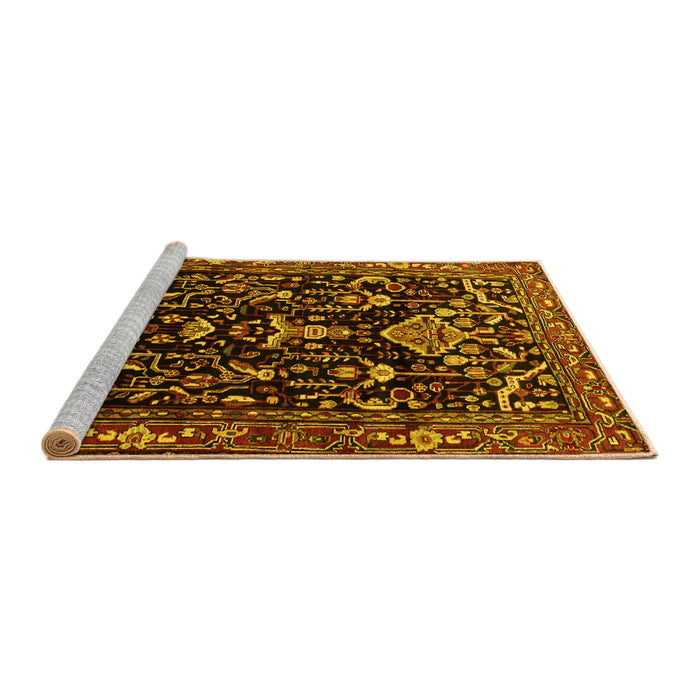 Sideview of Machine Washable Persian Yellow Traditional Rug, wshtr522yw