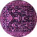 Round Machine Washable Persian Purple Traditional Area Rugs, wshtr522pur