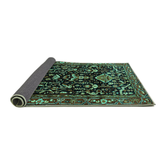 Sideview of Persian Turquoise Traditional Rug, tr522turq
