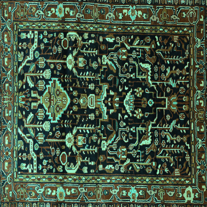Square Persian Turquoise Traditional Rug, tr522turq