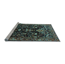 Sideview of Machine Washable Persian Light Blue Traditional Rug, wshtr522lblu