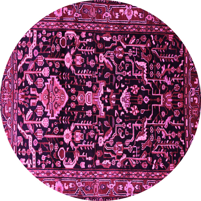 Round Machine Washable Persian Pink Traditional Rug, wshtr522pnk