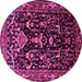 Round Machine Washable Persian Pink Traditional Rug, wshtr522pnk