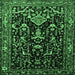 Square Machine Washable Persian Emerald Green Traditional Area Rugs, wshtr522emgrn