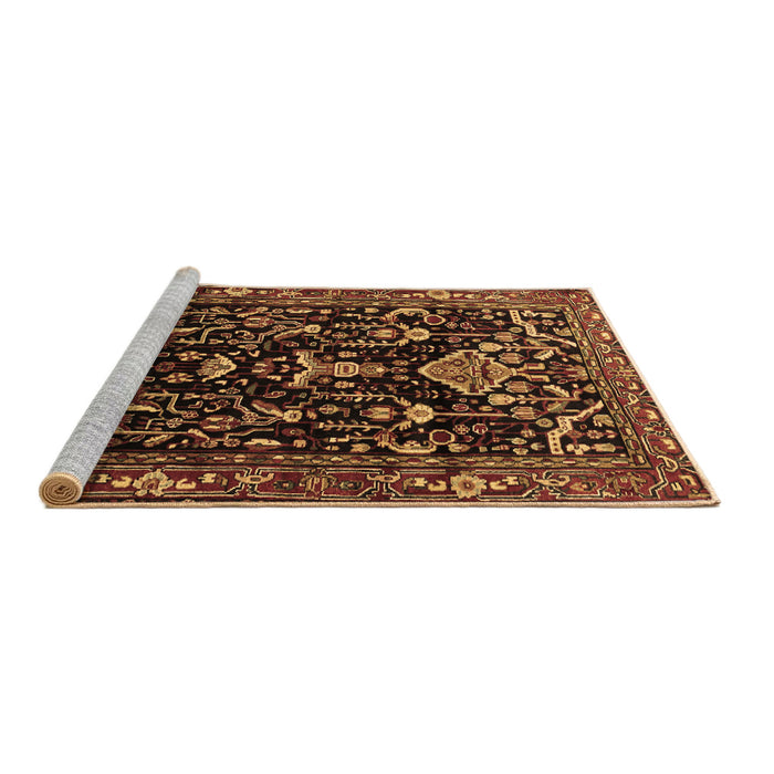 Sideview of Machine Washable Persian Brown Traditional Rug, wshtr522brn