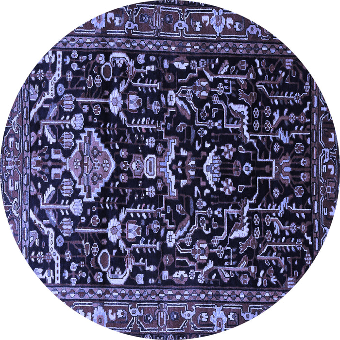 Round Machine Washable Persian Blue Traditional Rug, wshtr522blu